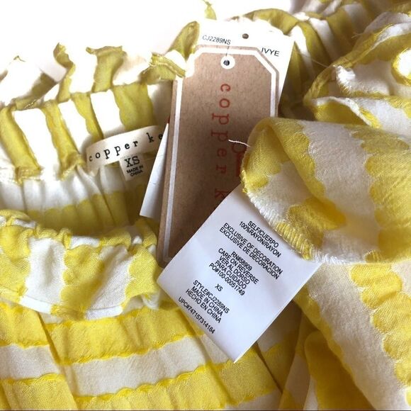 Copper Key Crop Top Yellow, White Stripe XS NWT - Picture 5 of 5